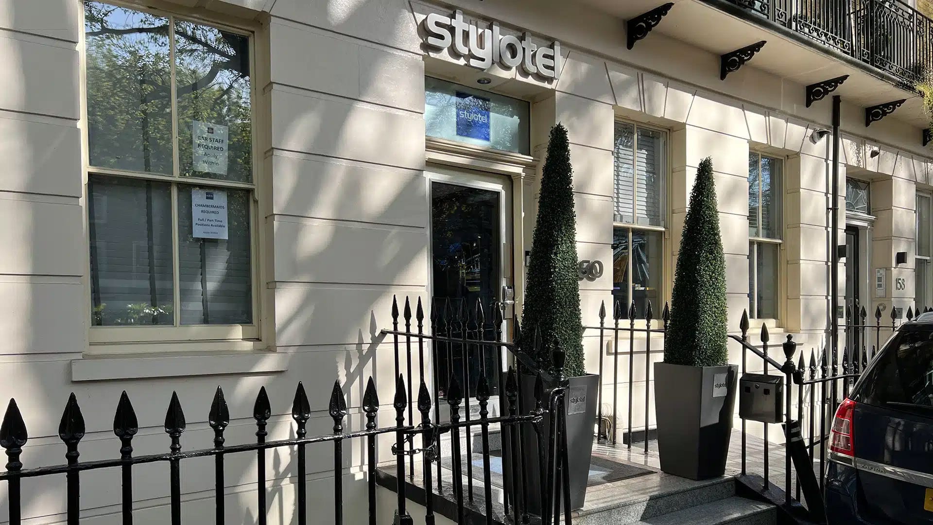 Stylotel budget hotel entrance in Paddington London