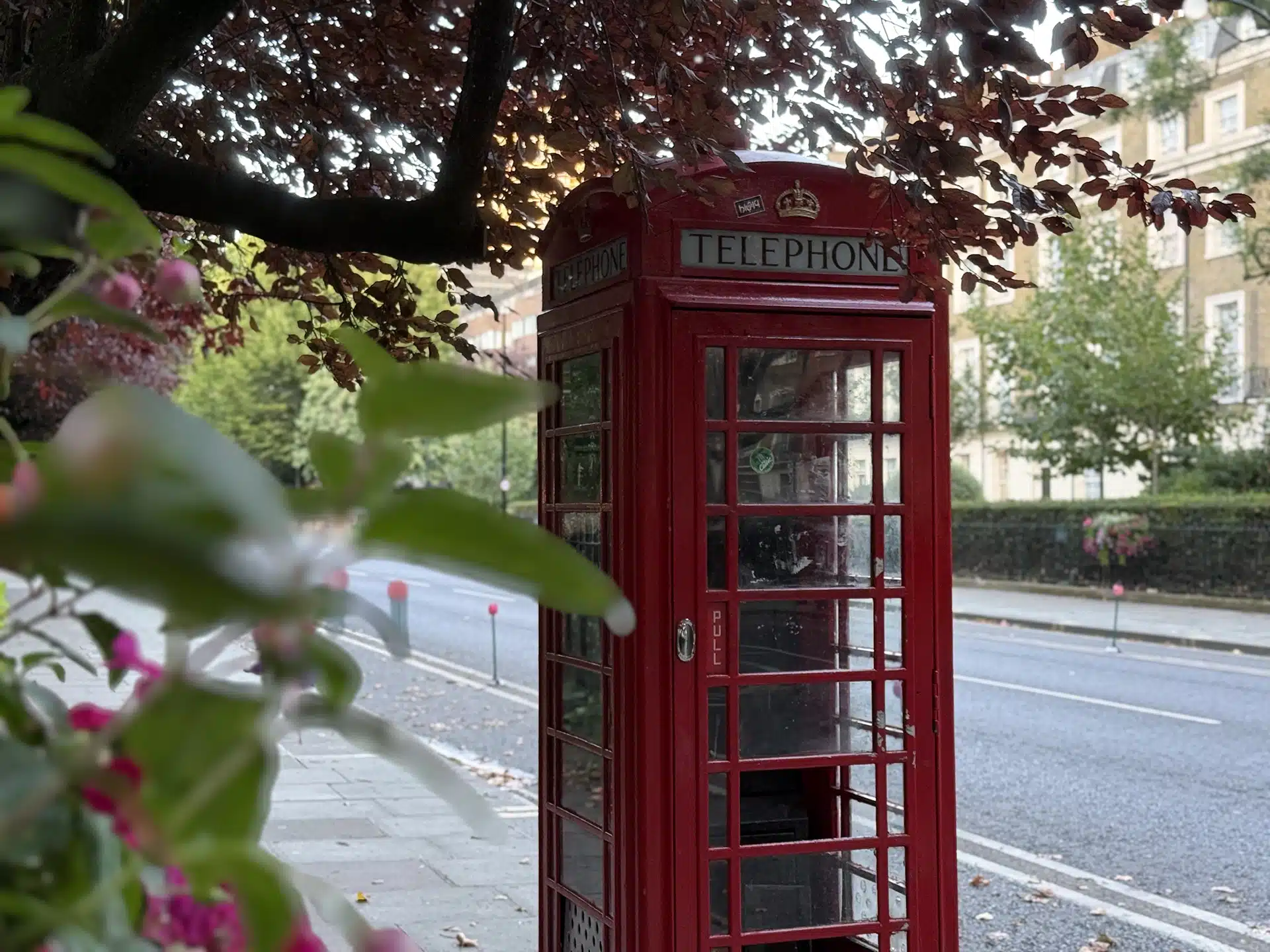 london phone box on sussex gardens paddington london